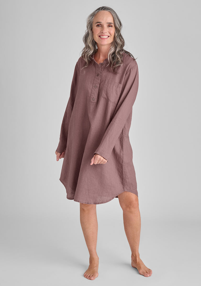 FLAX linen night dress in purple