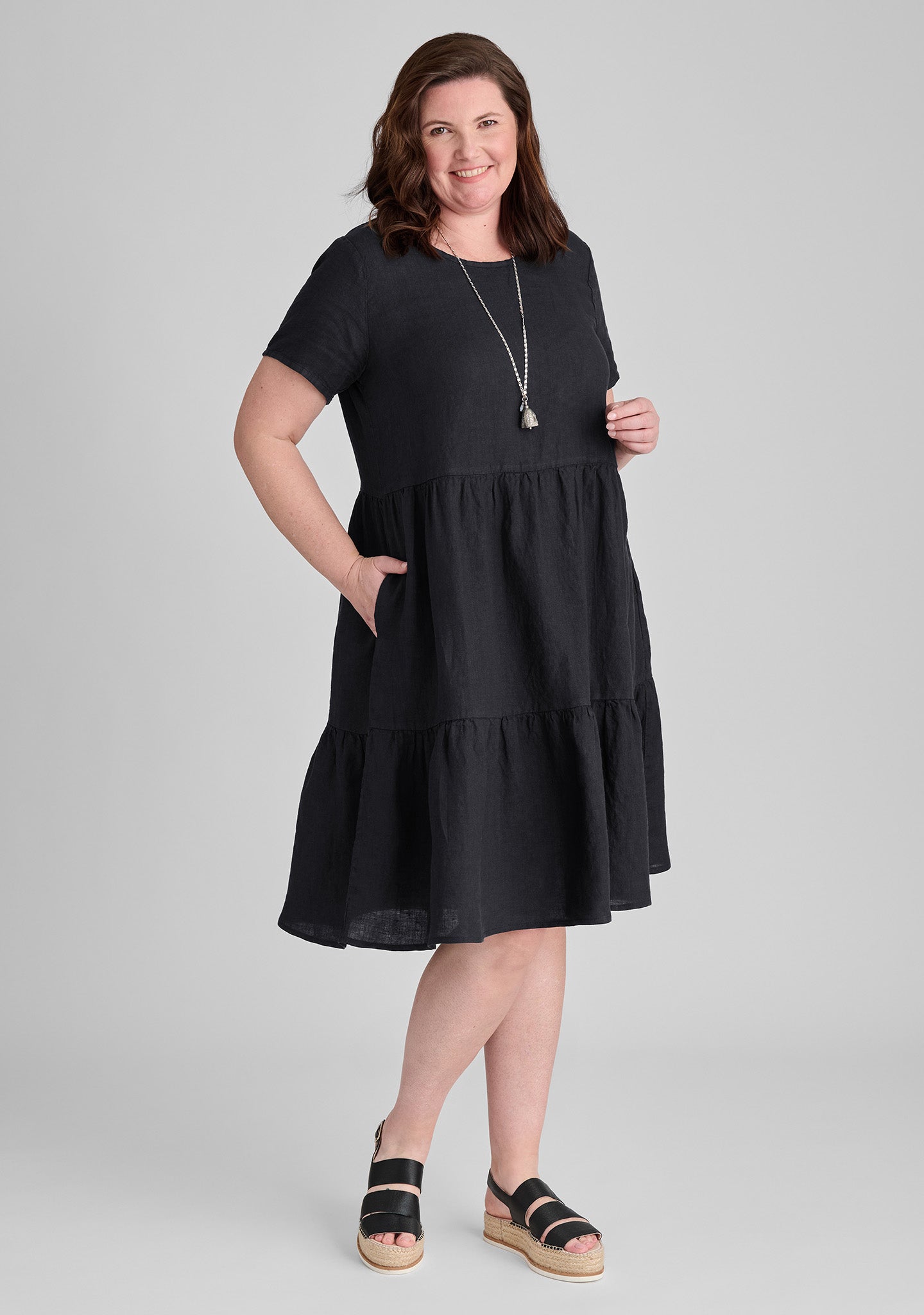 FLAX linen dress in black