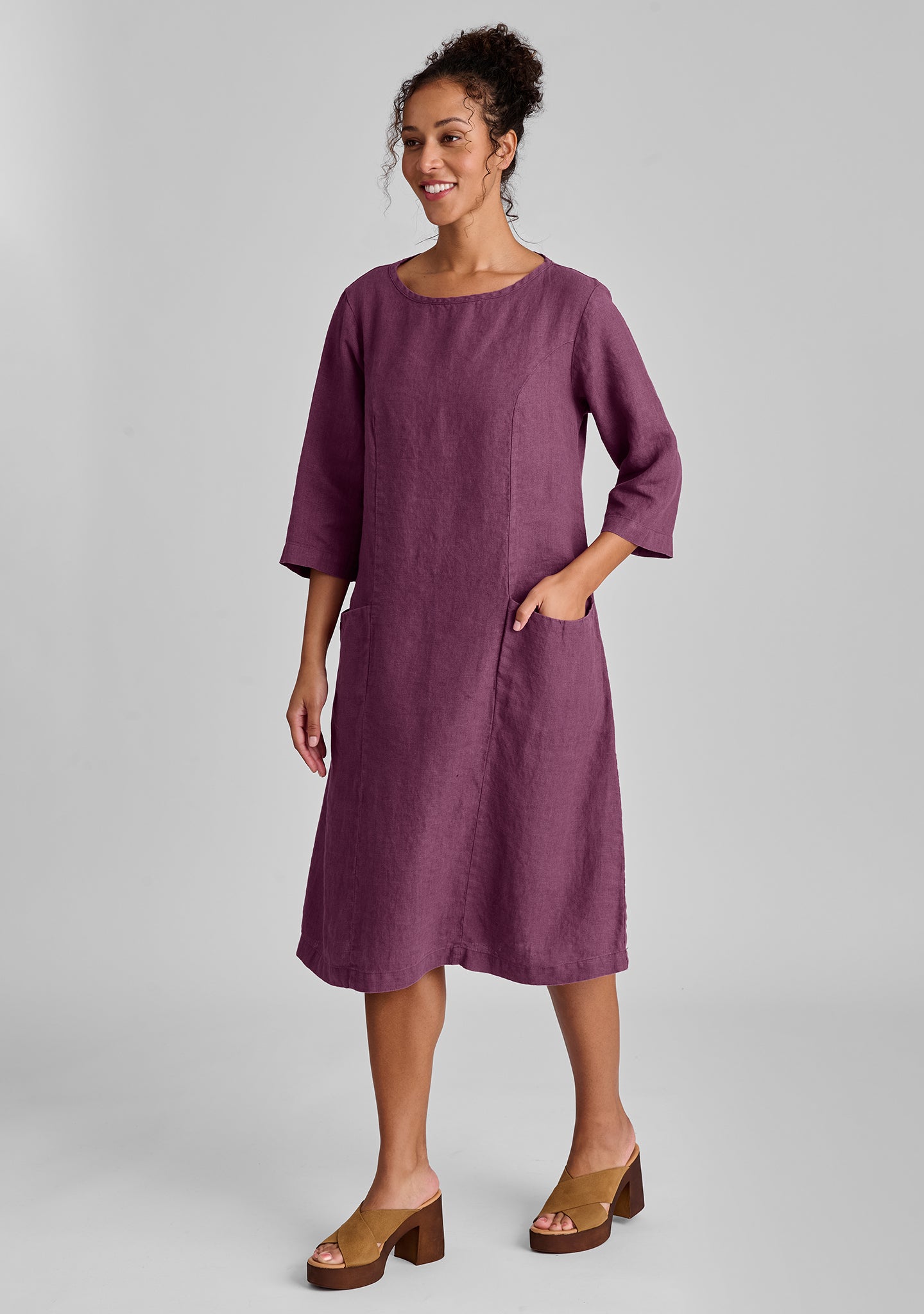 FLAX linen dress in purple