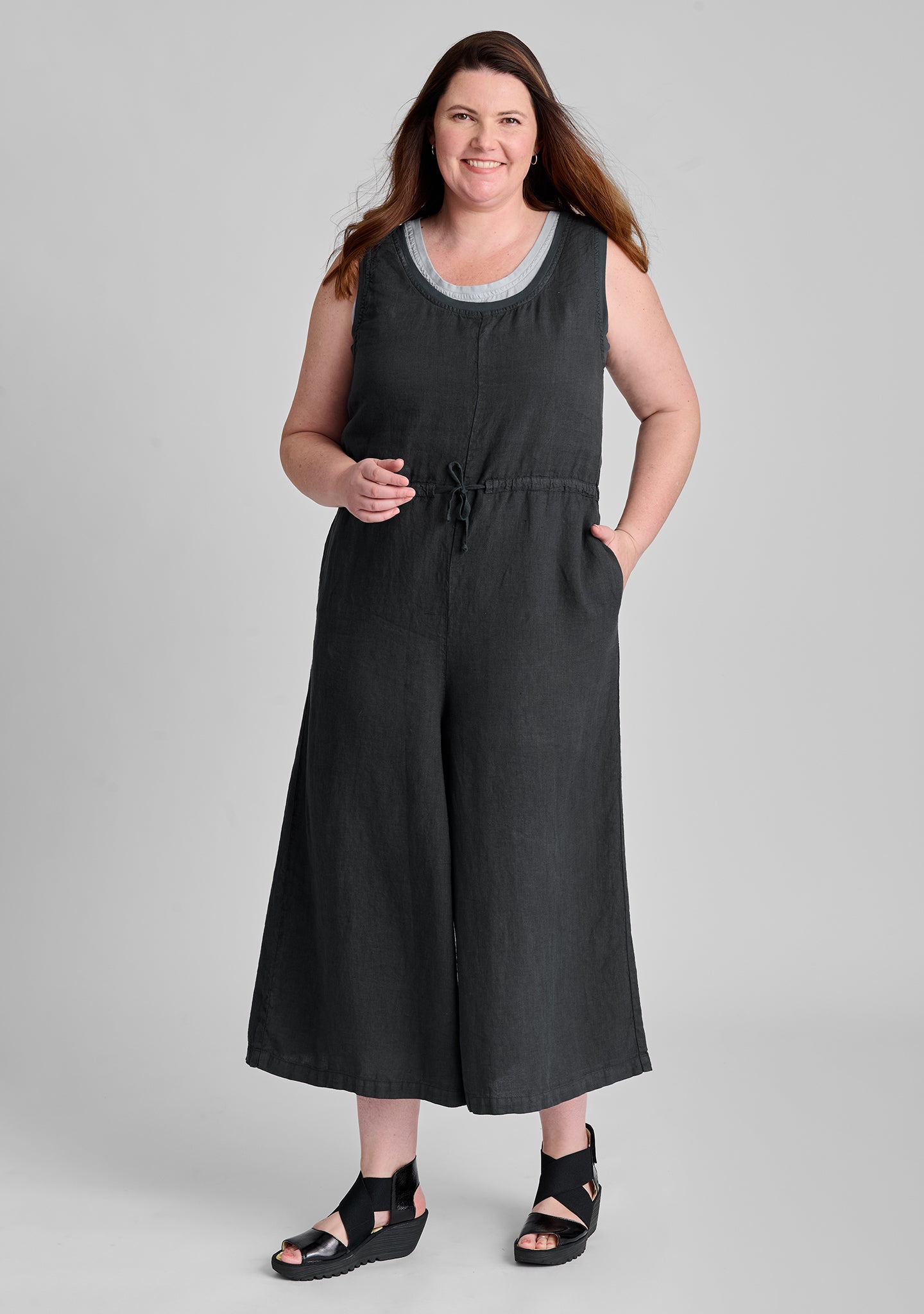 FLAX linen jumpsuit in black