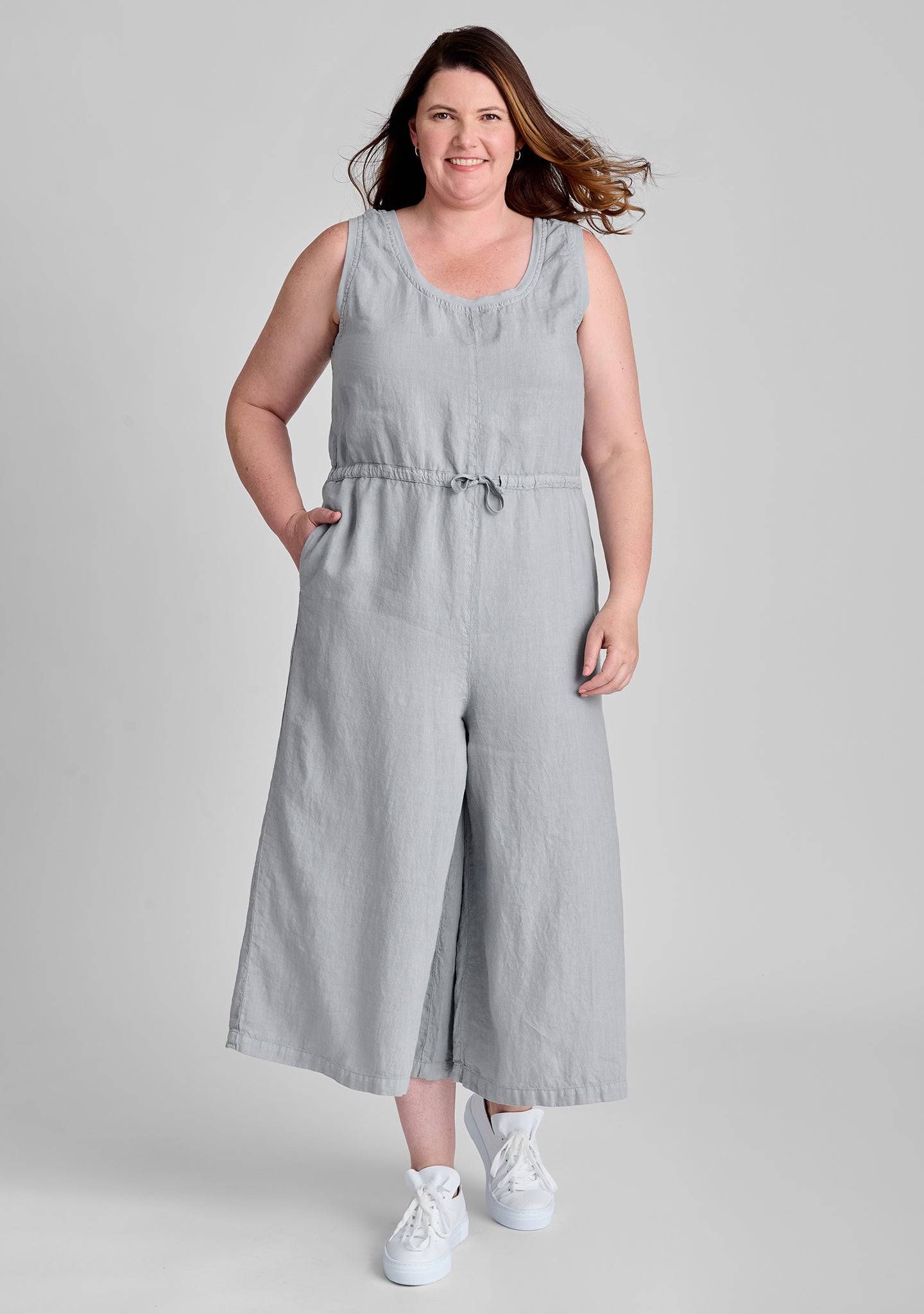 FLAX linen jumpsuit in grey