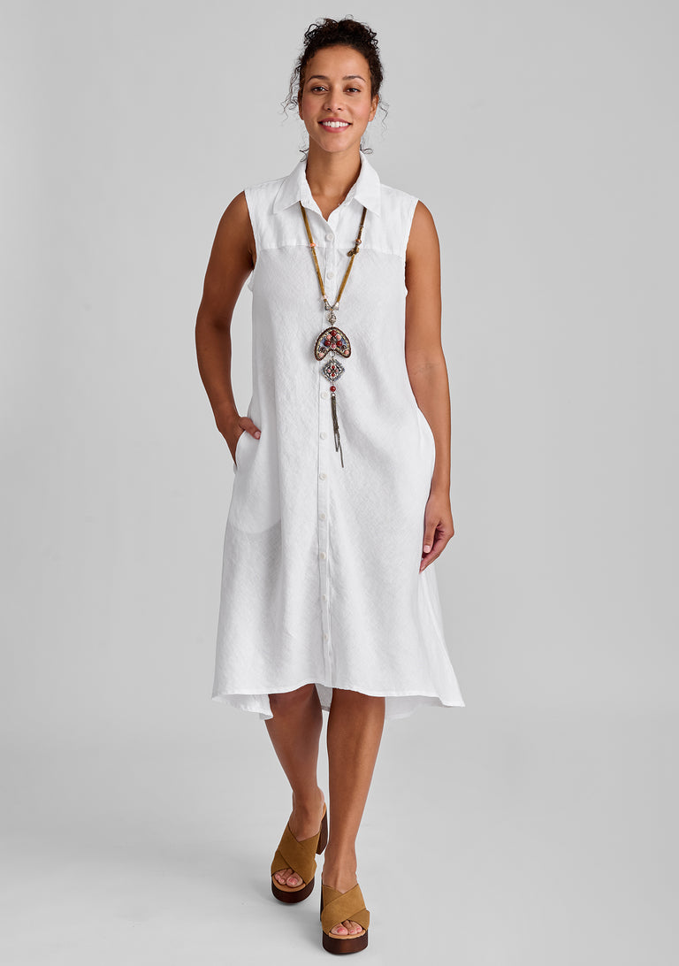 FLAX linen dress in white