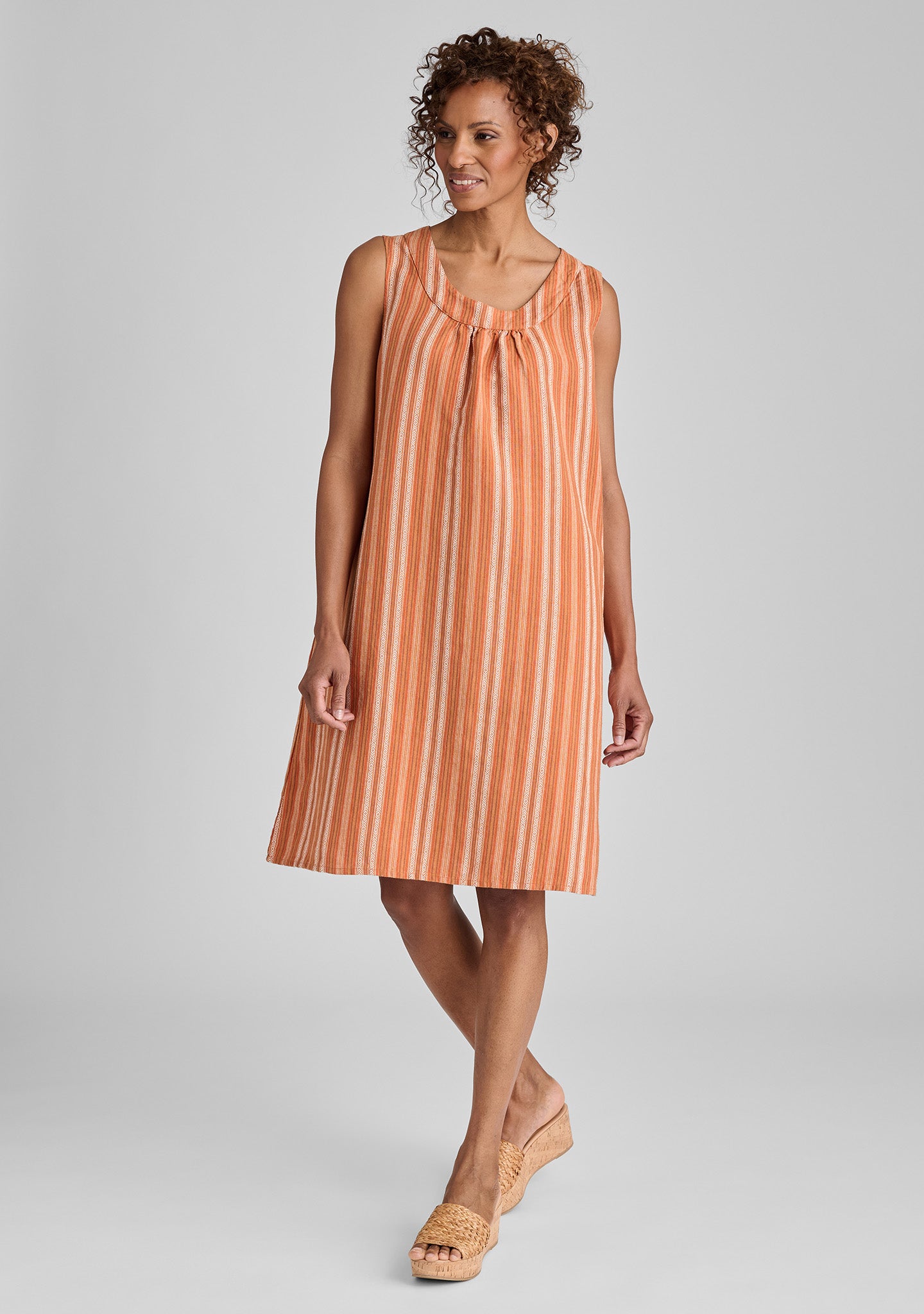 FLAX linen dress in orange