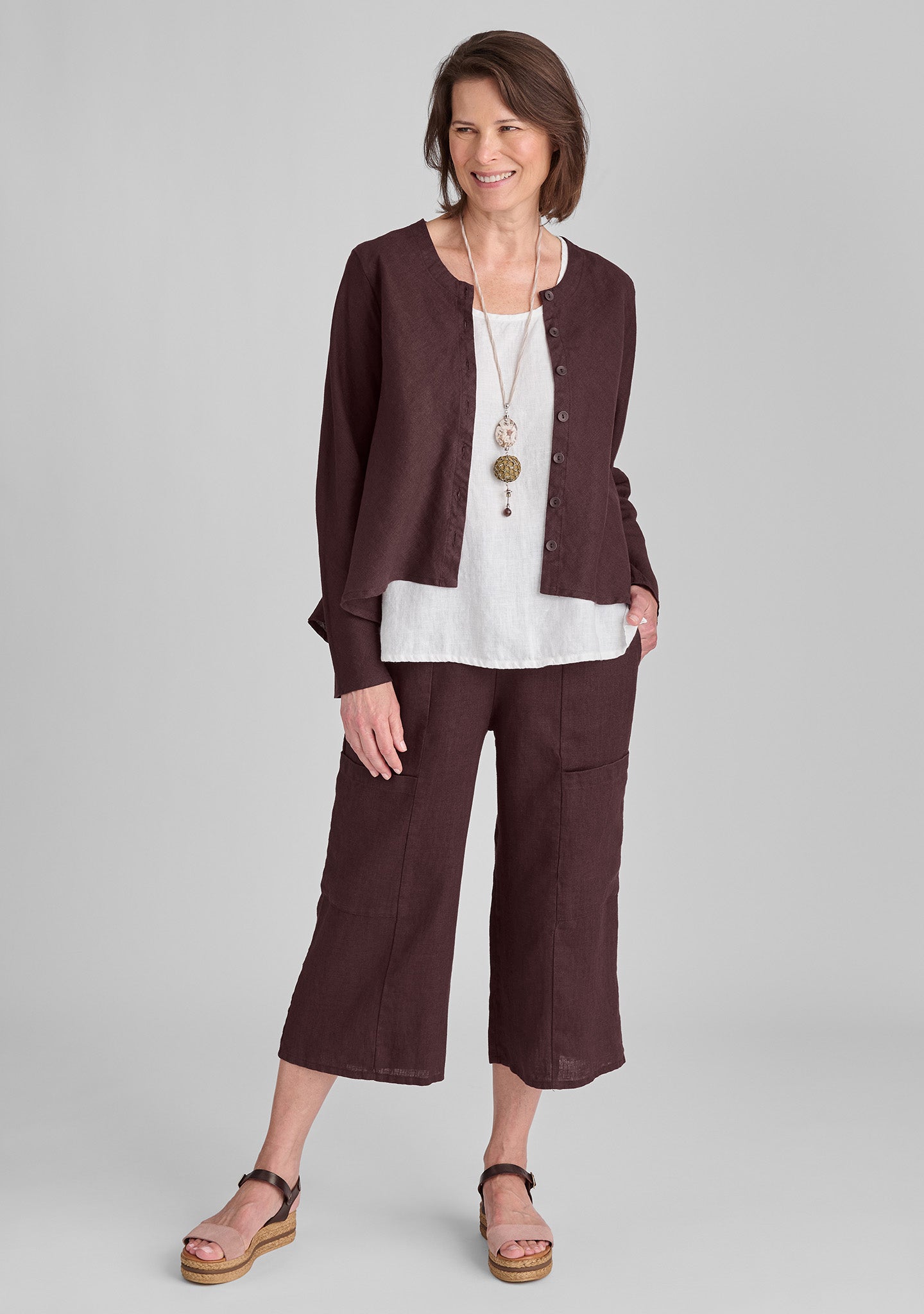 Flattering Crop - Linen Pants - FINAL SALE - Prune