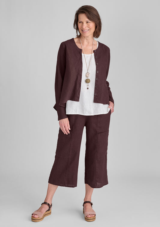 flattering crop linen pants brown