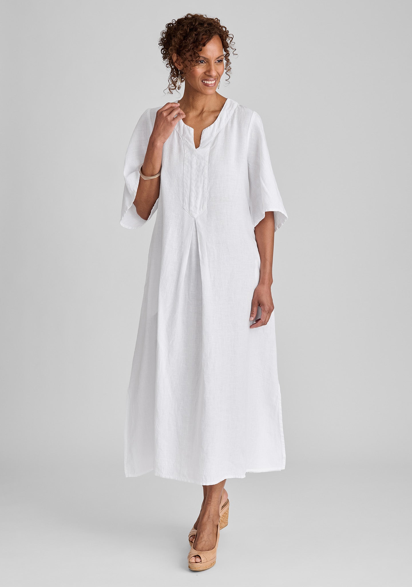 FLAX linen dress in white
