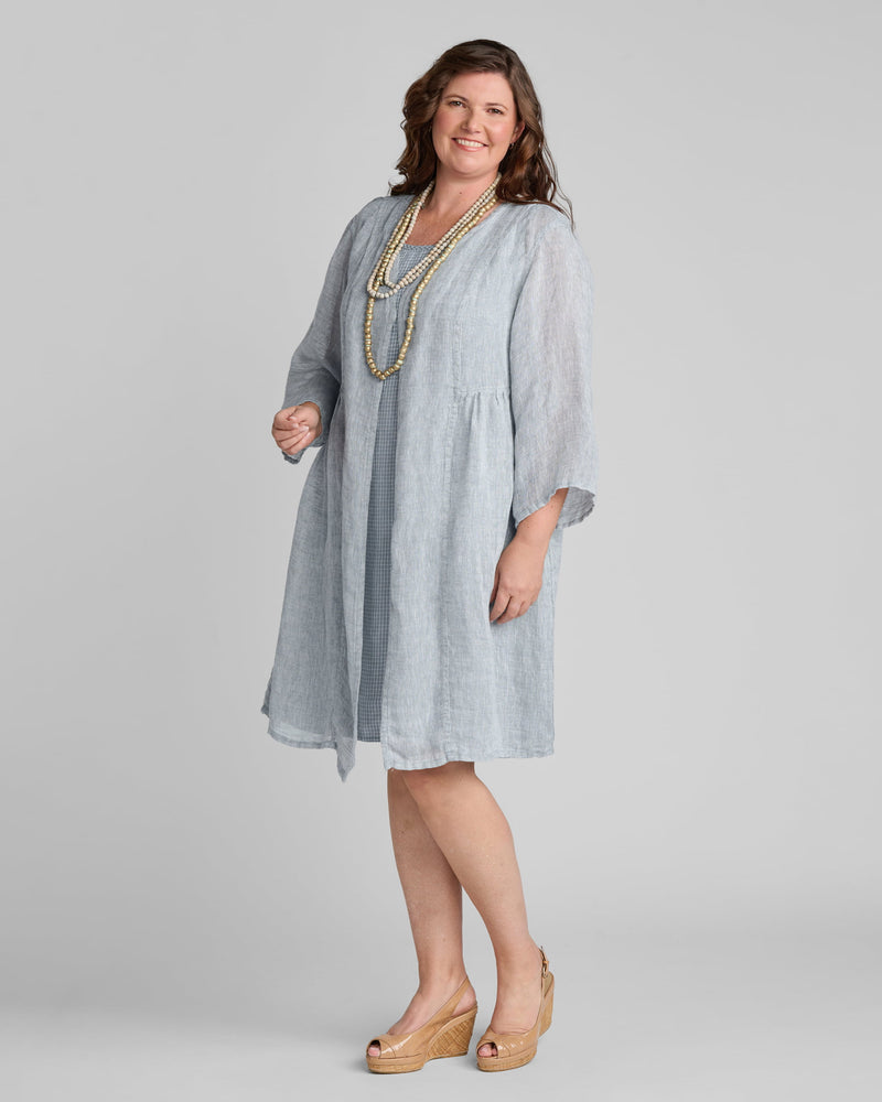 Flax linen clothing brand blue linen dress