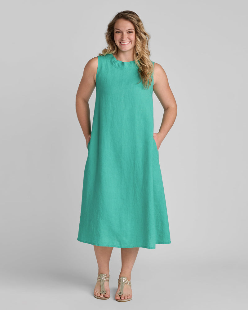 Flax linen clothing brand blue linen dress