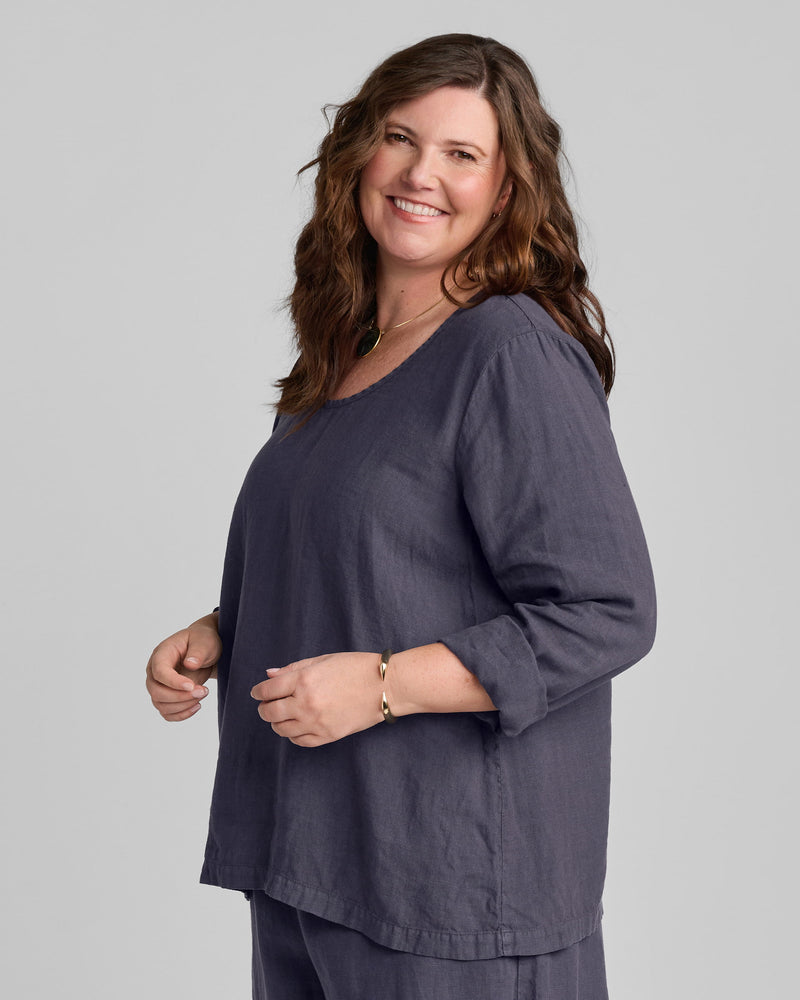 Flax linen clothing brand blue linen shirt