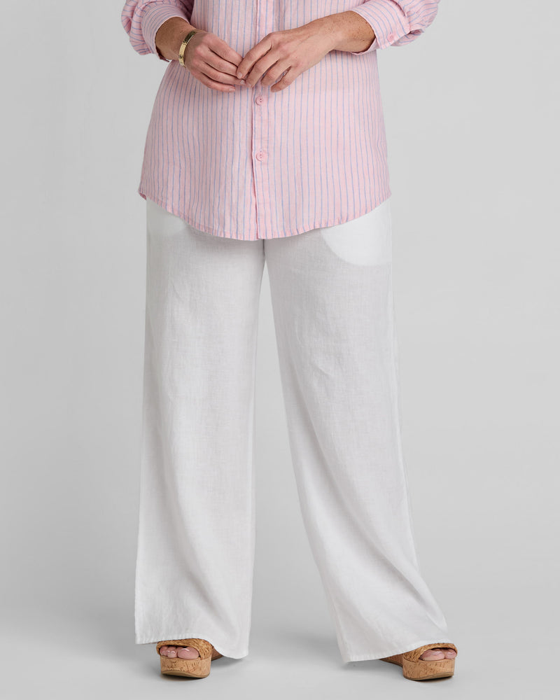Long white linen pants