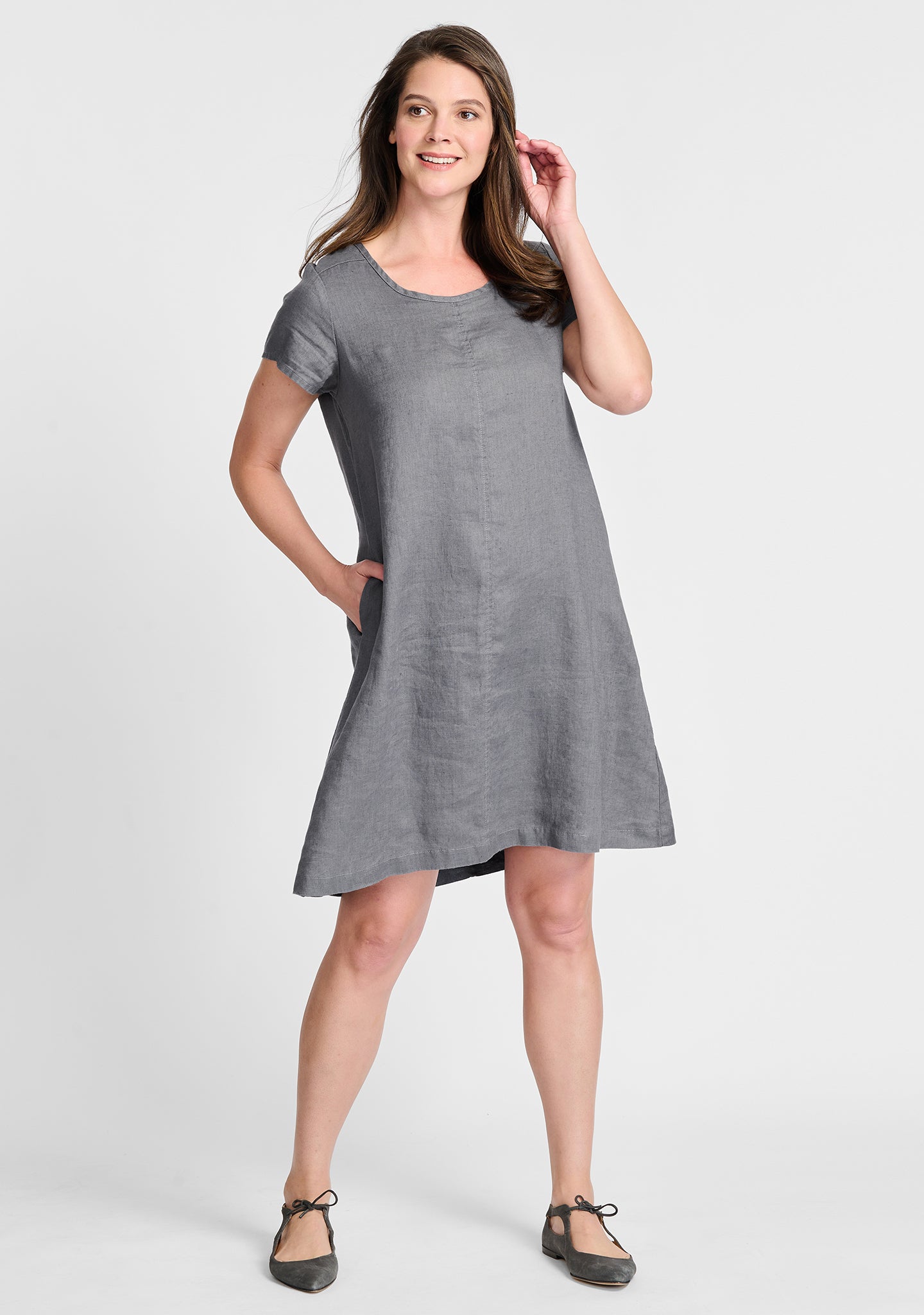 FLAX linen dress in grey