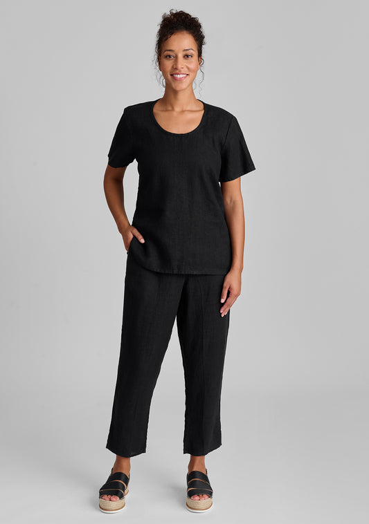 pocketed ankle pants linen pants black