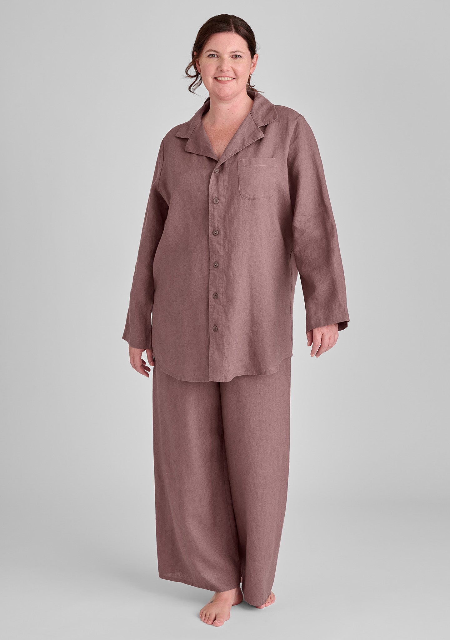 FLAX pajama shirt in purple and pajama bottoms in purple