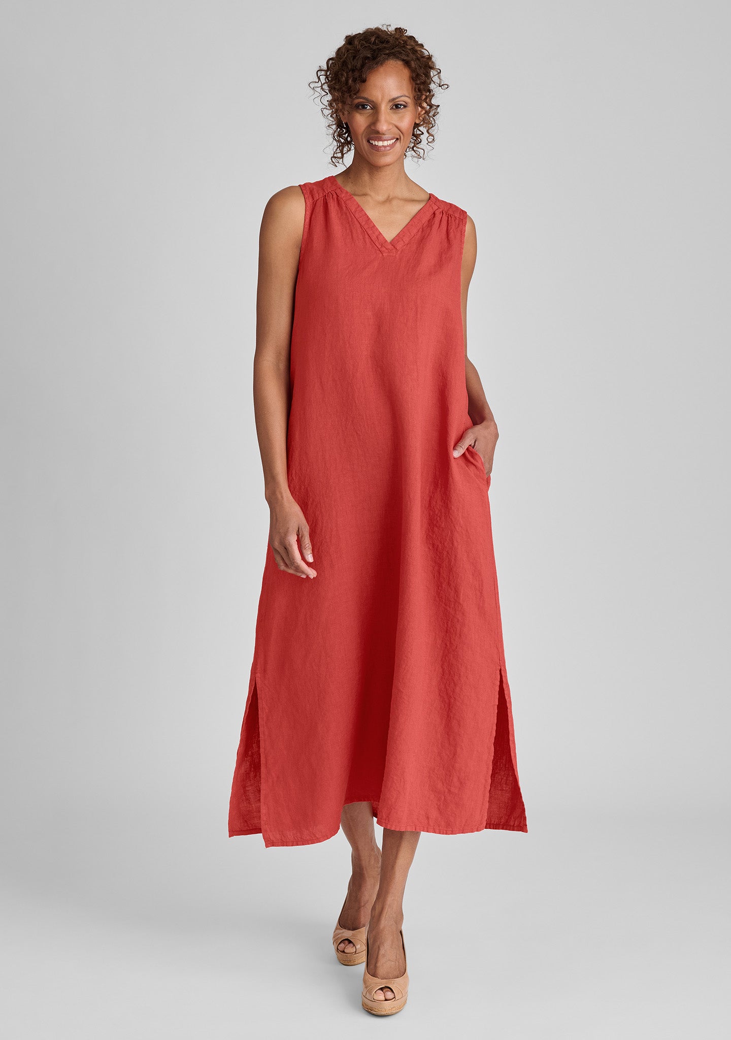 FLAX linen dress in red