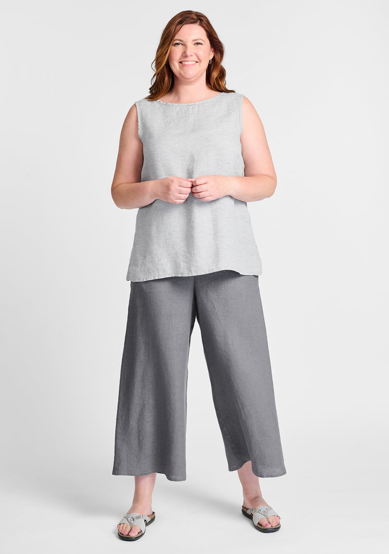 FLAX linen tank in grey with linen pants in grey