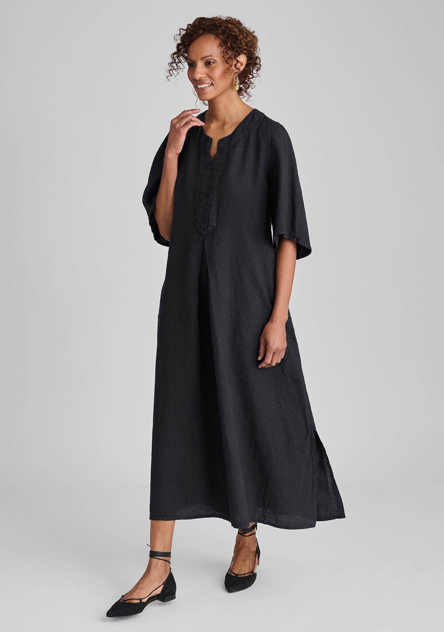 FLAX linen dress in black