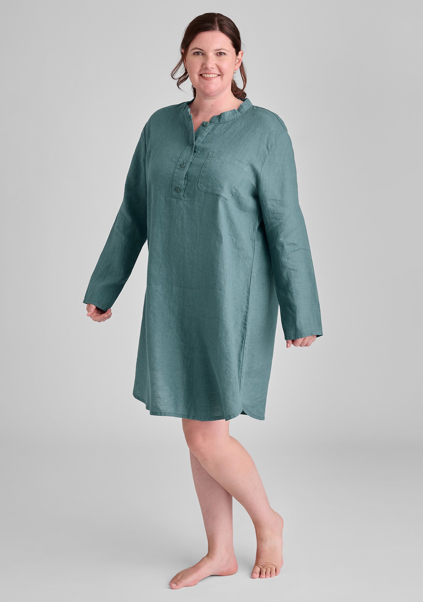 FLAX linen night dress in blue