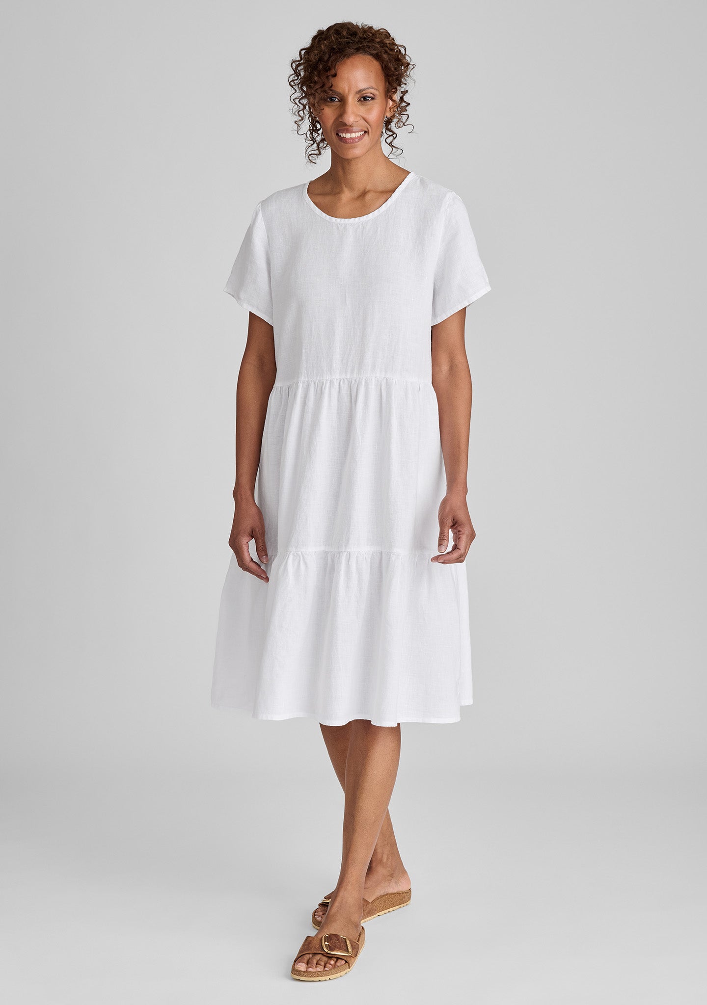 FLAX linen dress in white