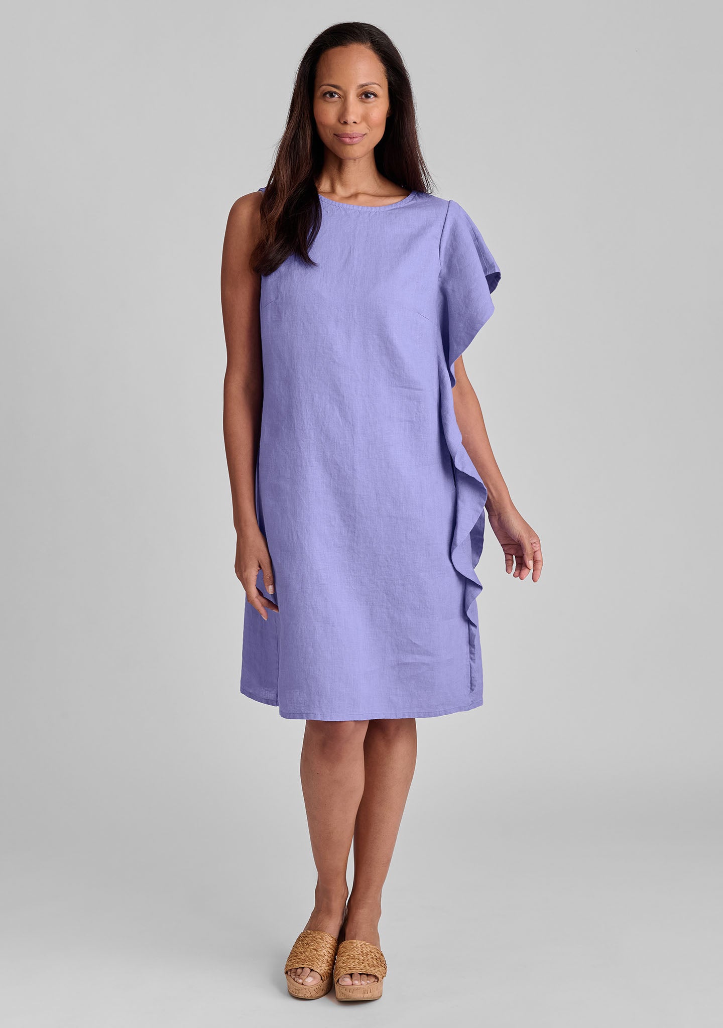 FLAX linen dress in purple