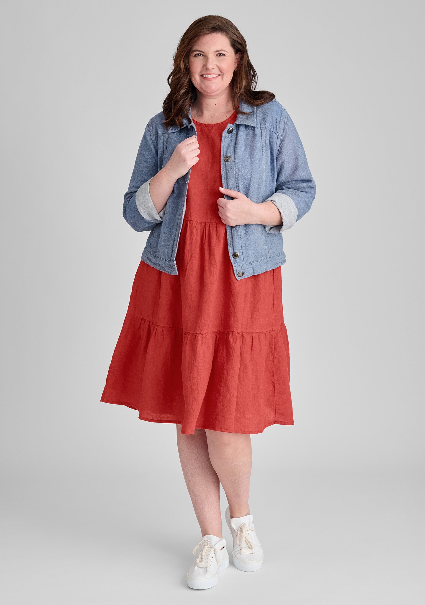 FLAX linen dress in red