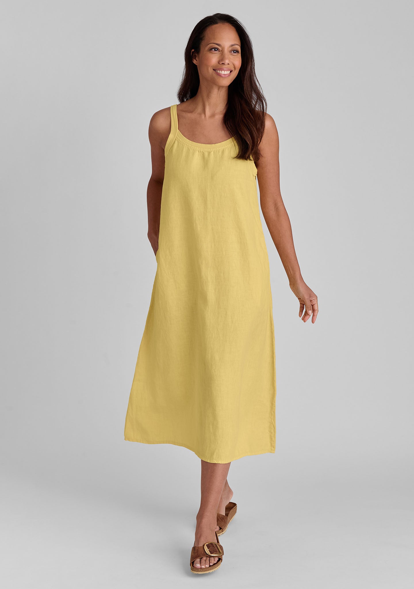 FLAX linen dress in yellow