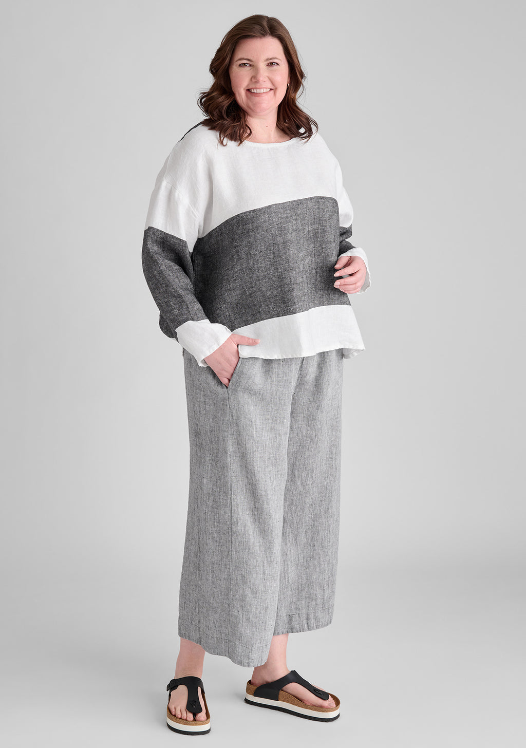 throw it on long sleeve linen shirt black