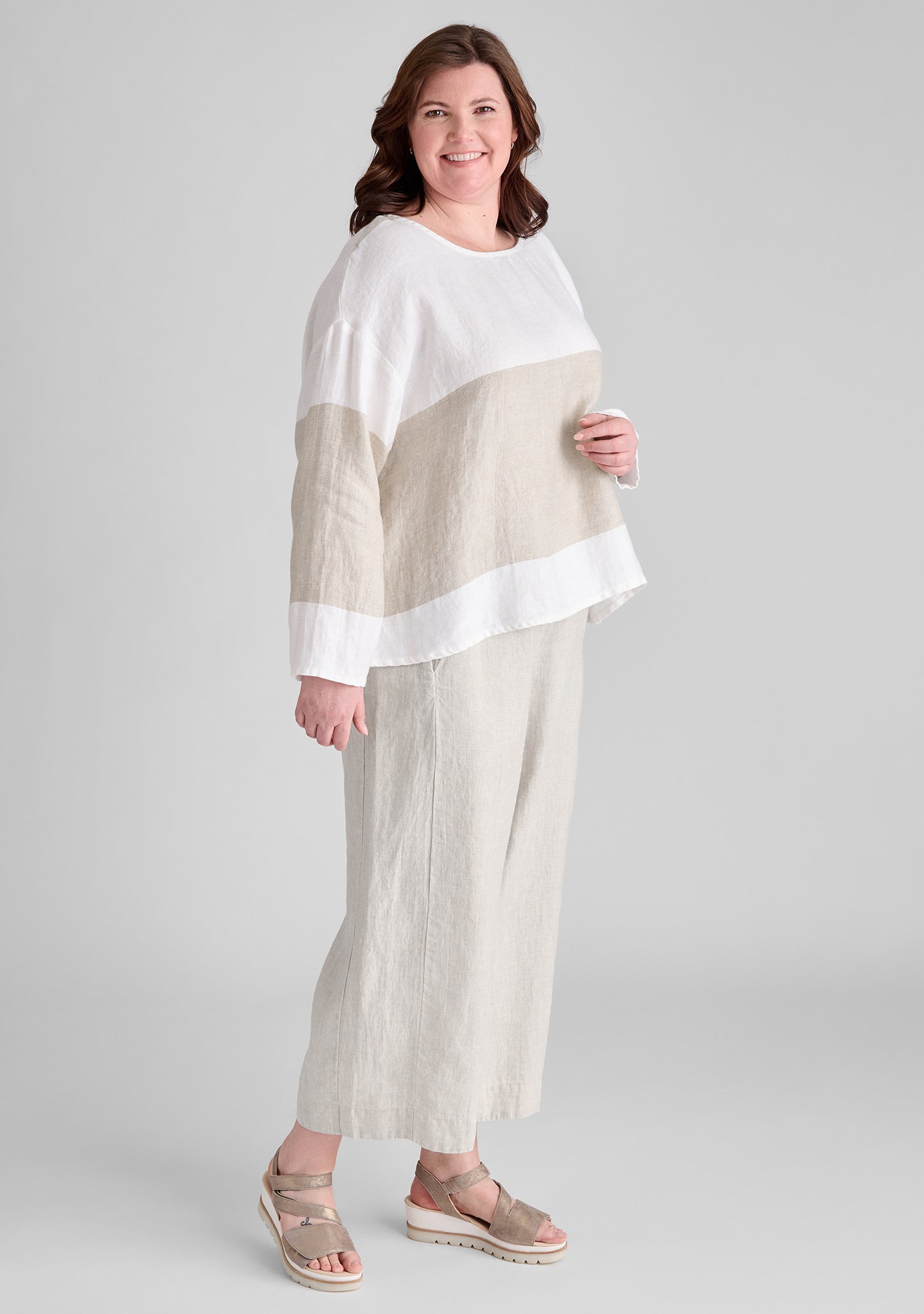 Panel Pant - Linen Pants With Elastic Waist - FINAL SALE - Sand Yarn Dye