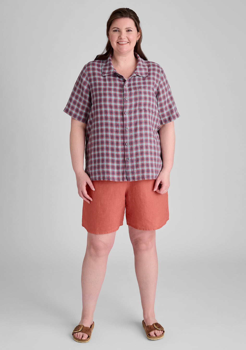 recamp linen button down shirt multi