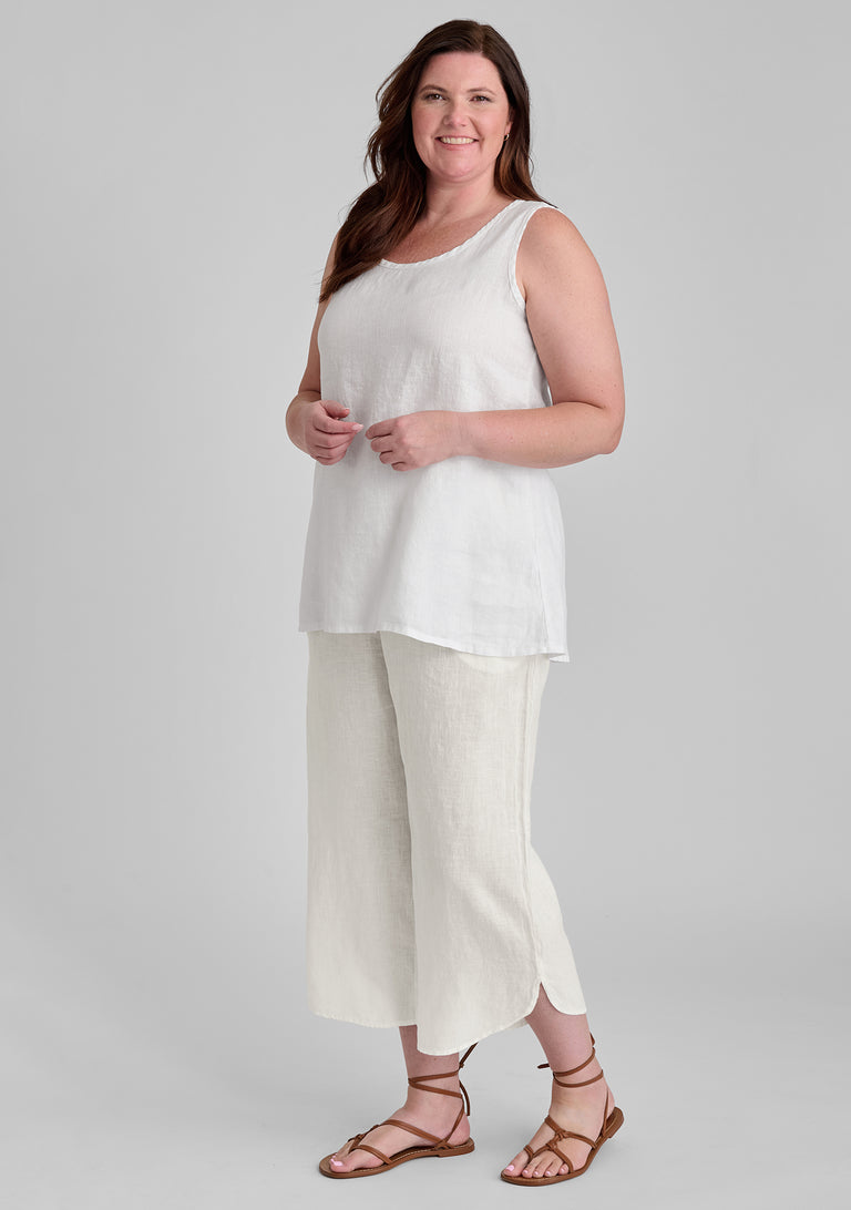 FLAX linen tank in white with linen pants in white