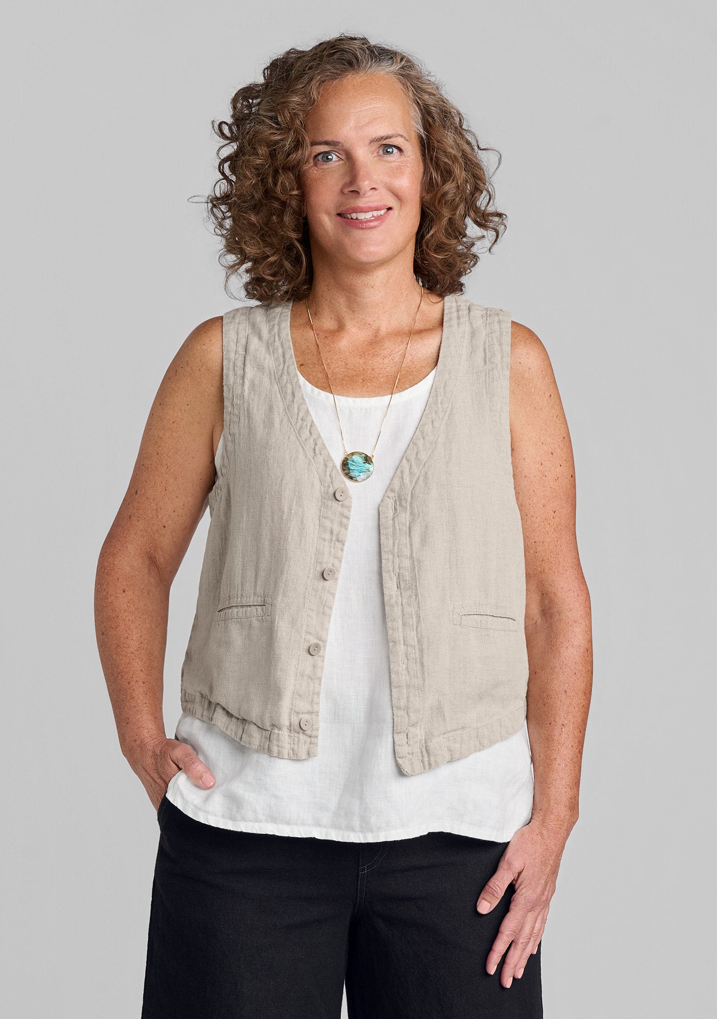 valued vest linen vest natural