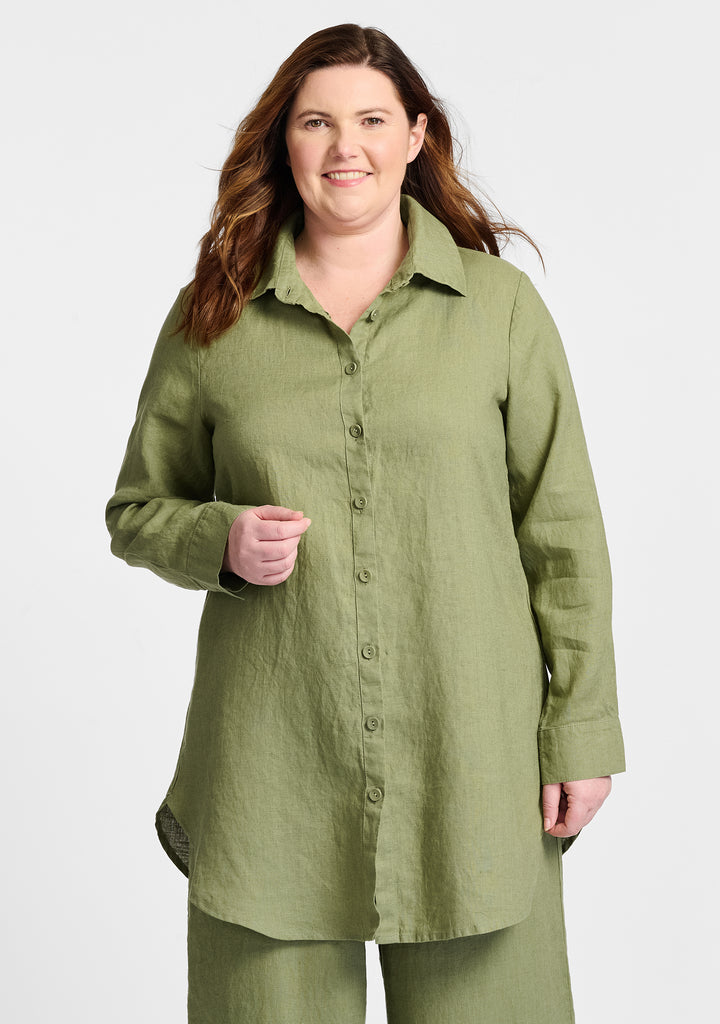 afternoon cover linen button down shirt green