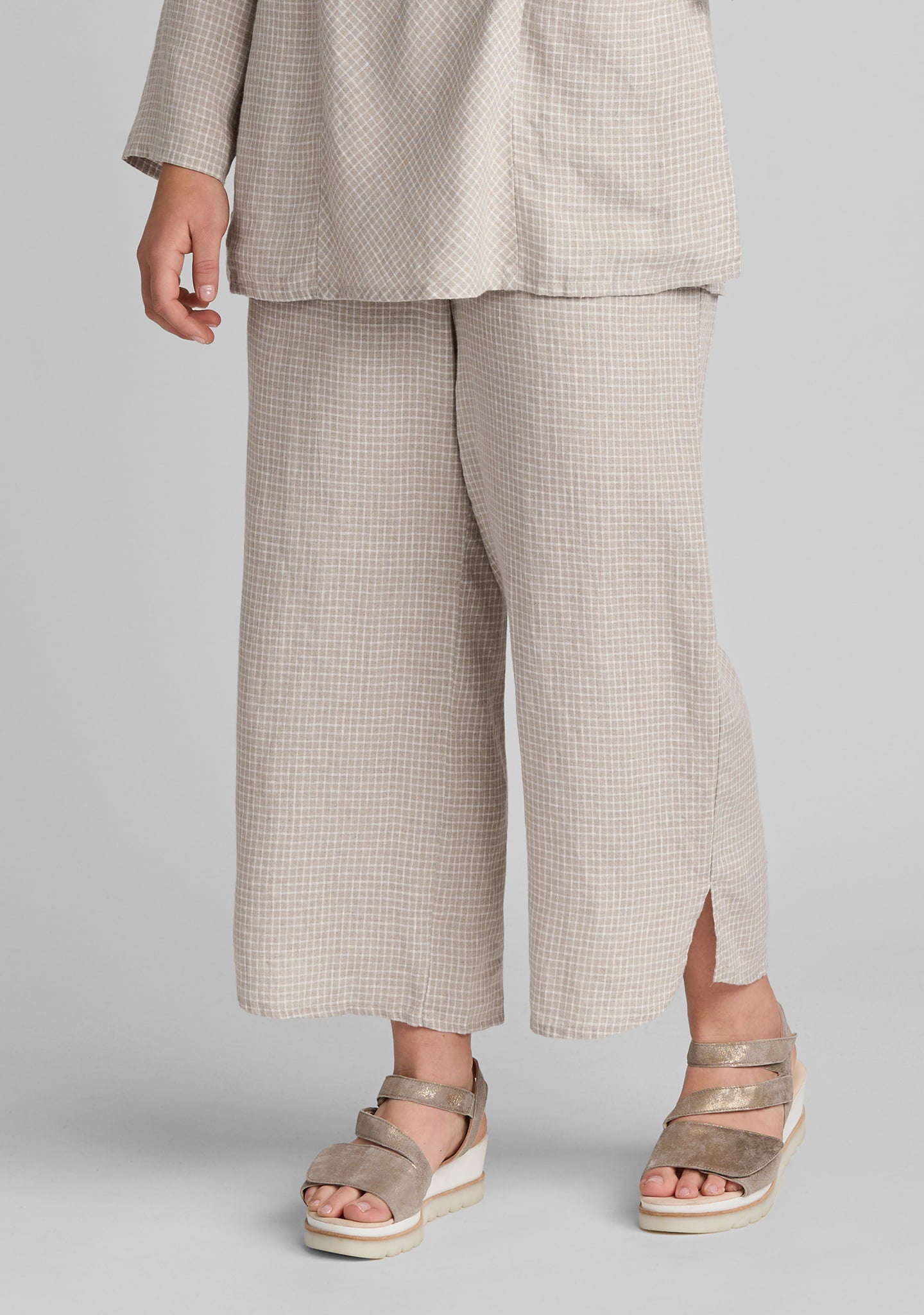 airy floods linen pants with elastic waist natural