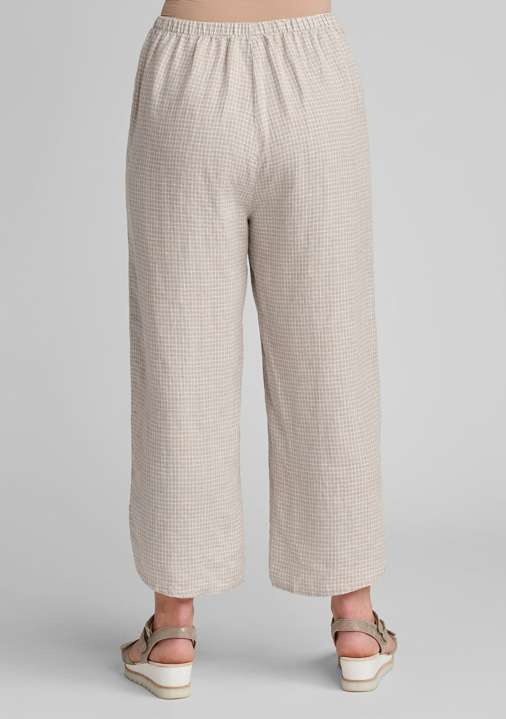airy floods linen pants with elastic waist details