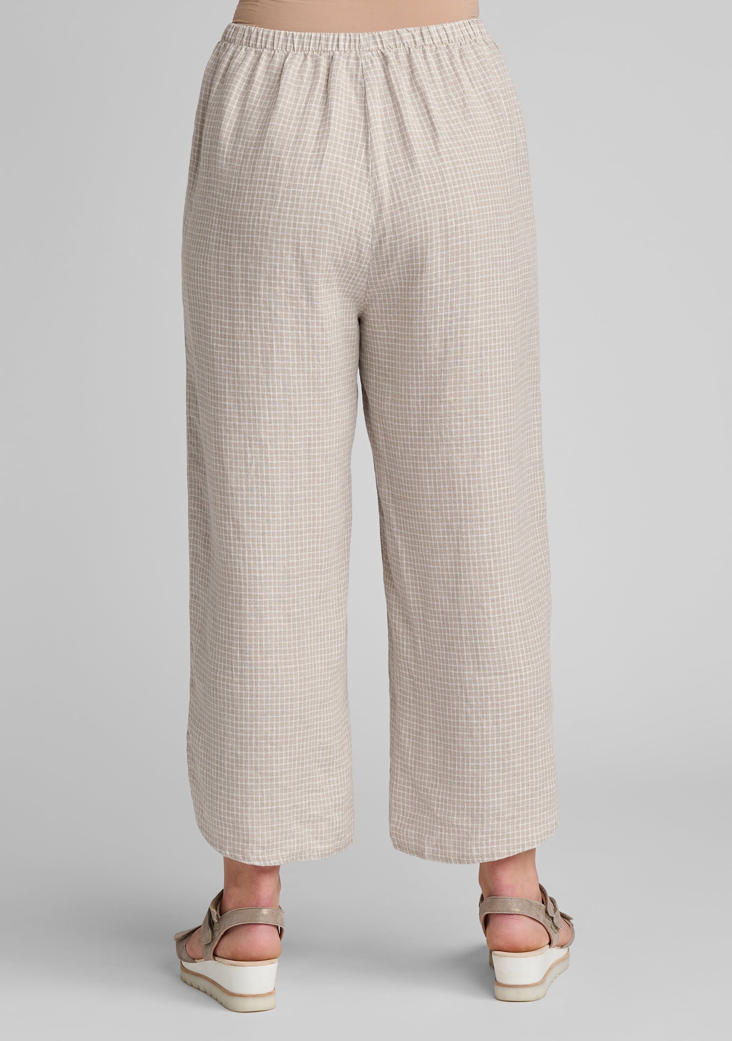 airy floods linen pants with elastic waist details