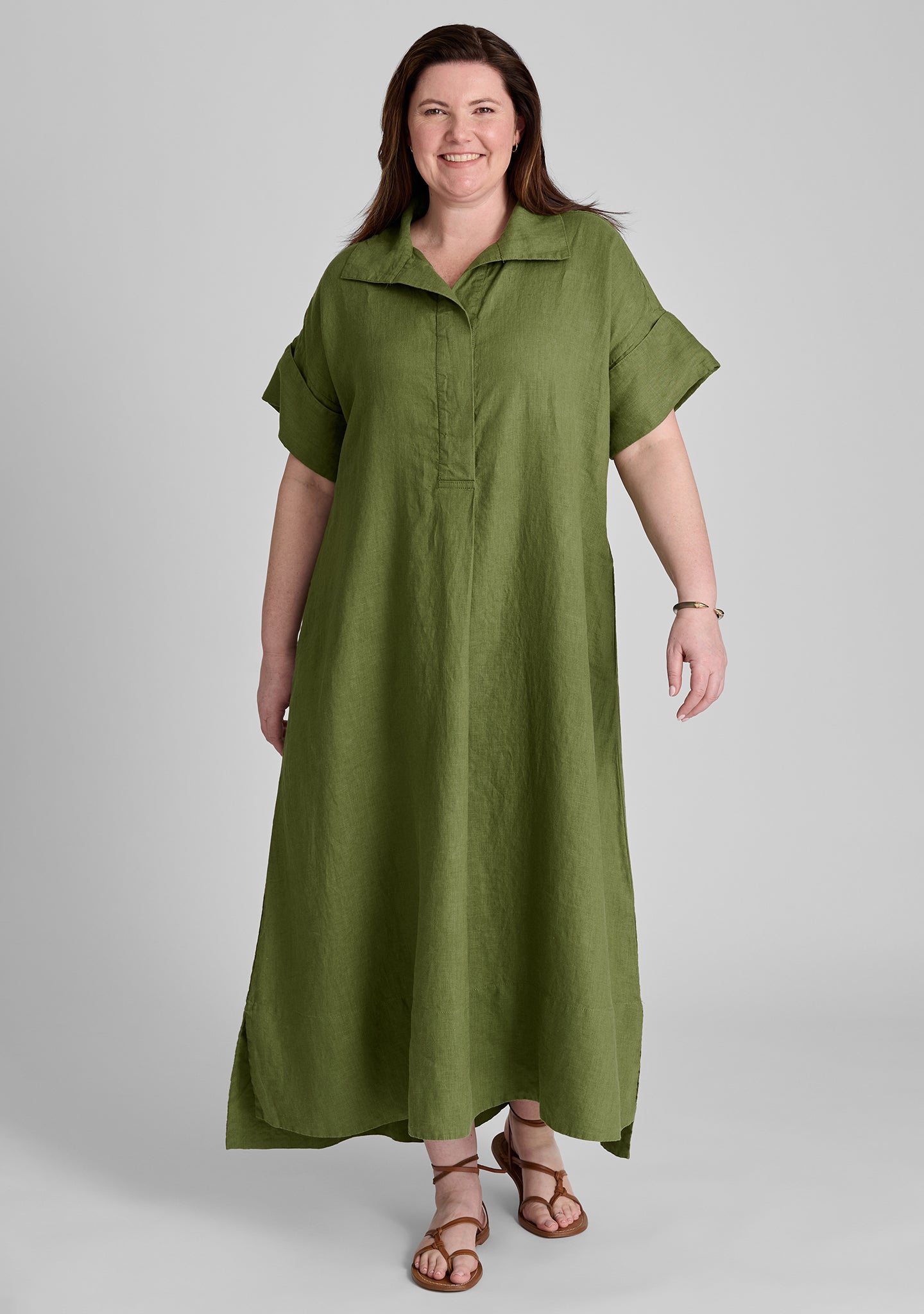 artful shirtdress linen dress green