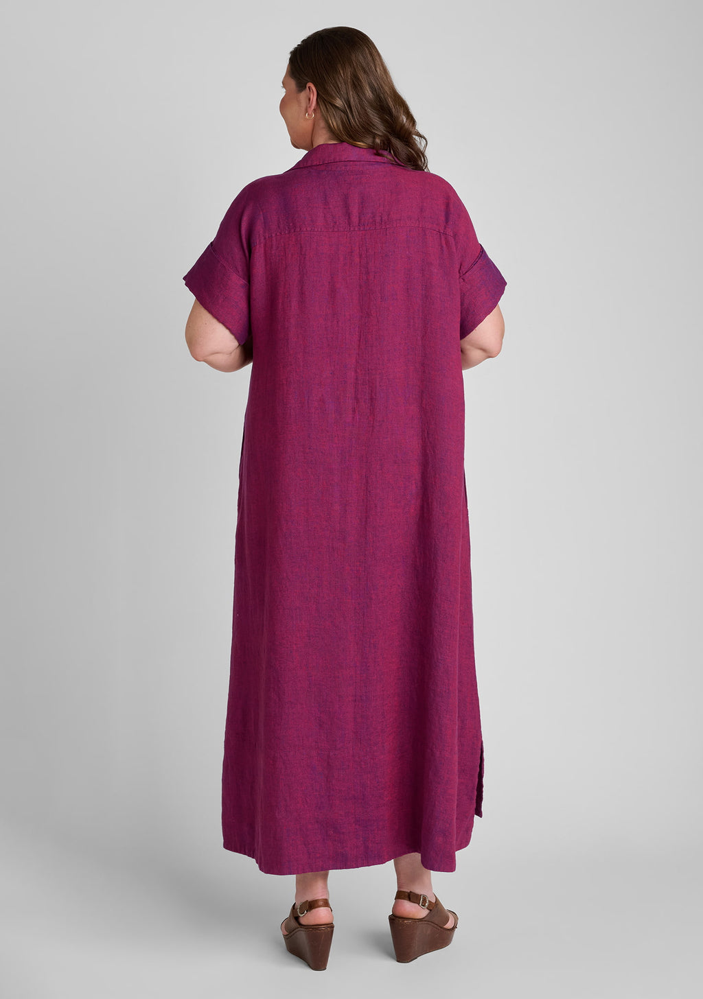 back view of linen dress