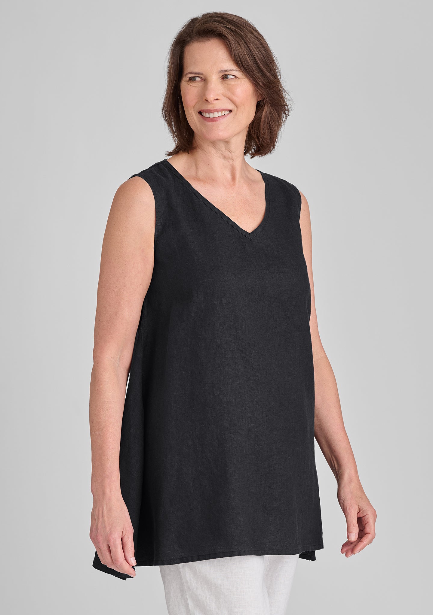 artistic tunic linen tank black