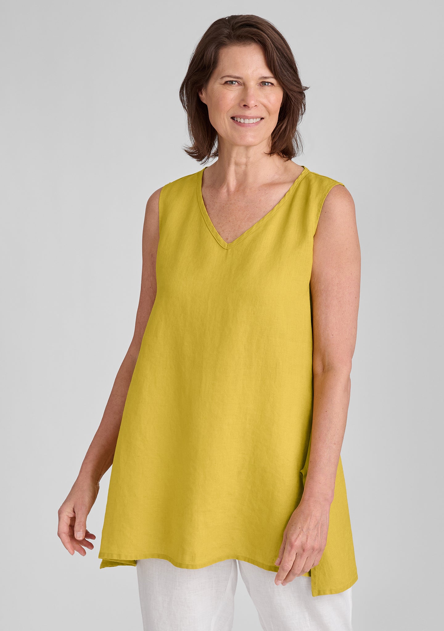 artistic tunic linen tank yellow