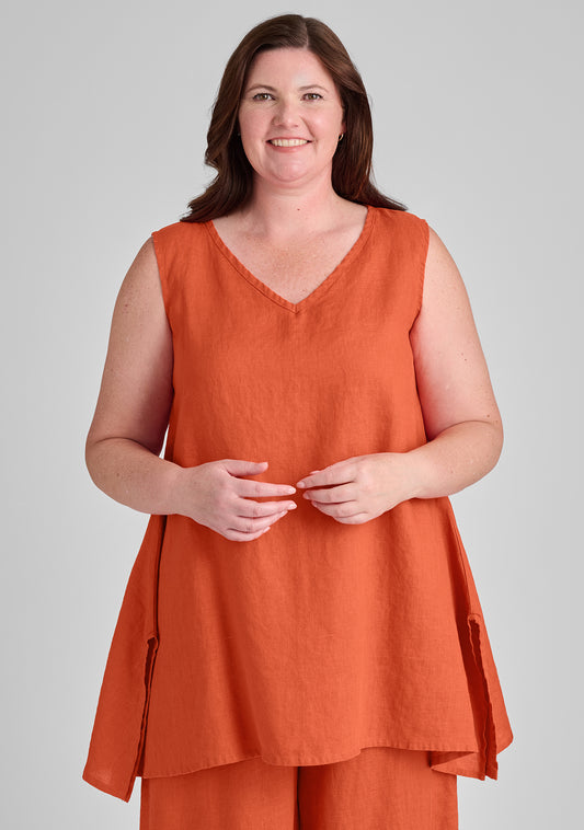 artistic tunic linen tank orange