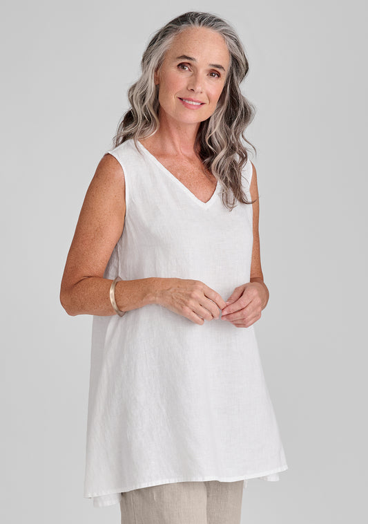 artistic tunic linen tank white