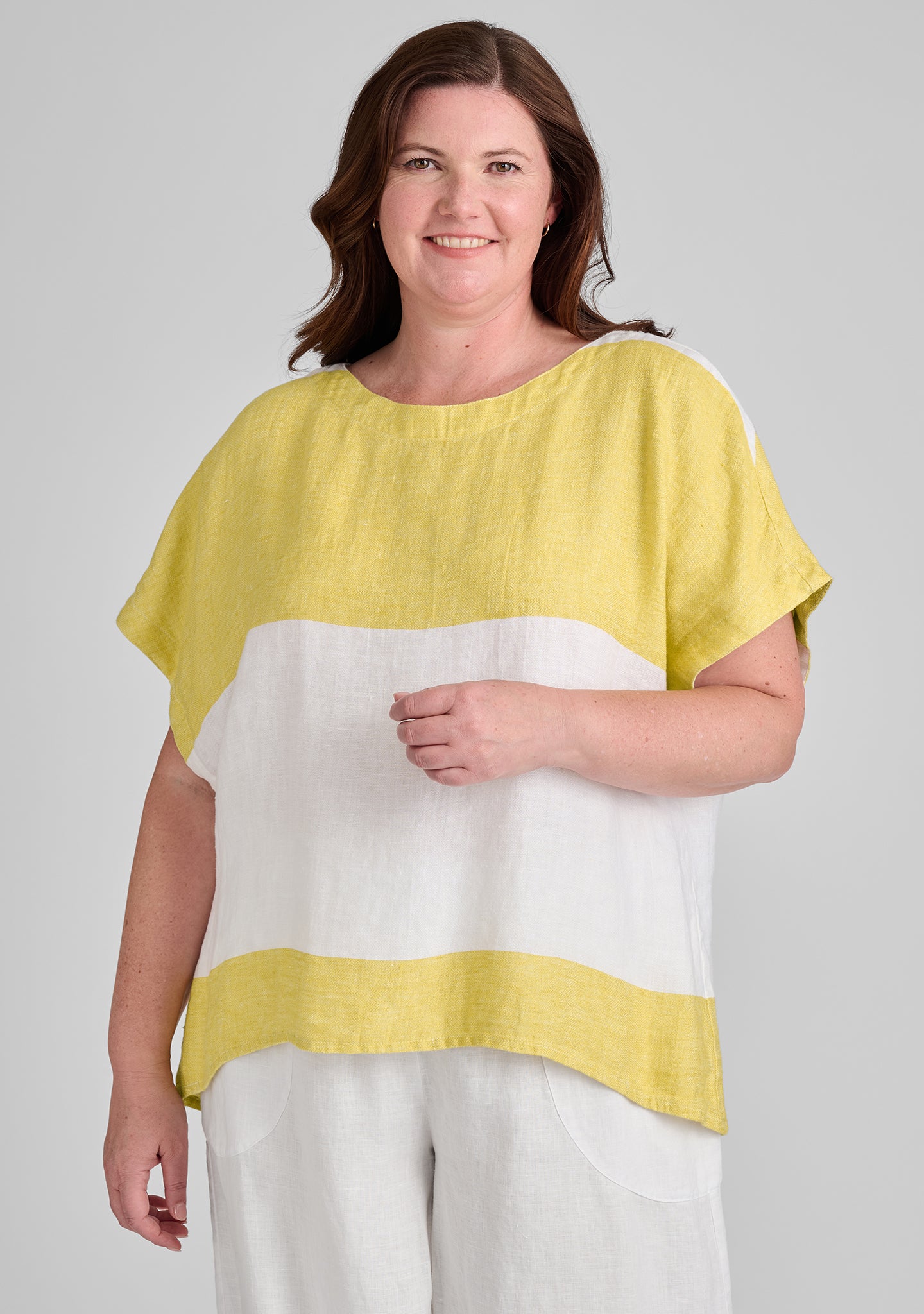 back slit tee linen shirt yellow