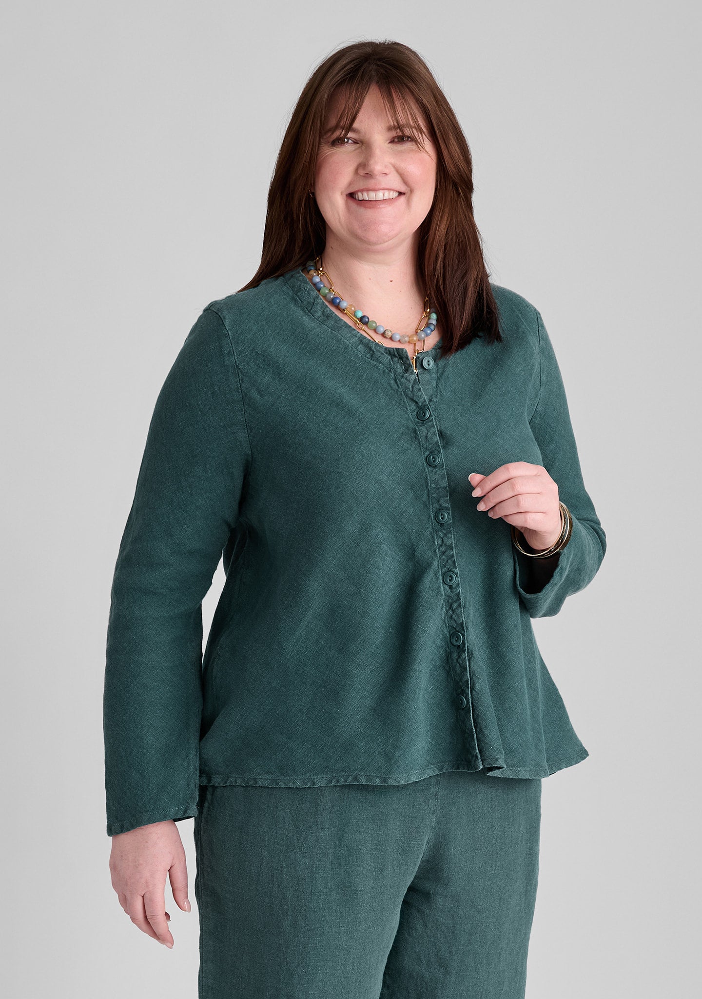 beneficial blouse linen cardigan details