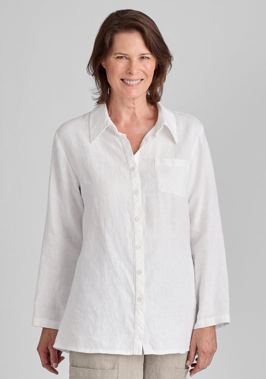 bias back shirt linen shirt white