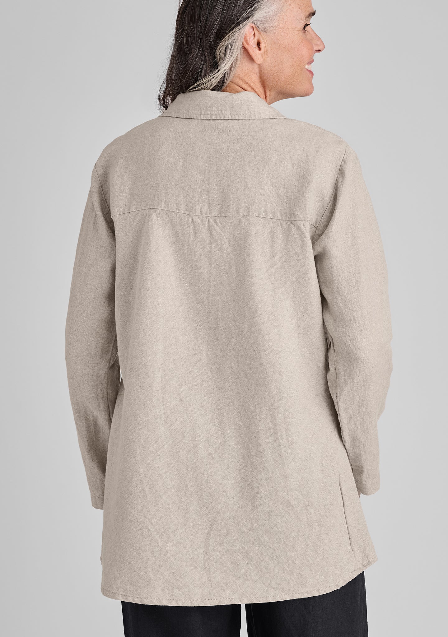 bias back shirt linen shirt details