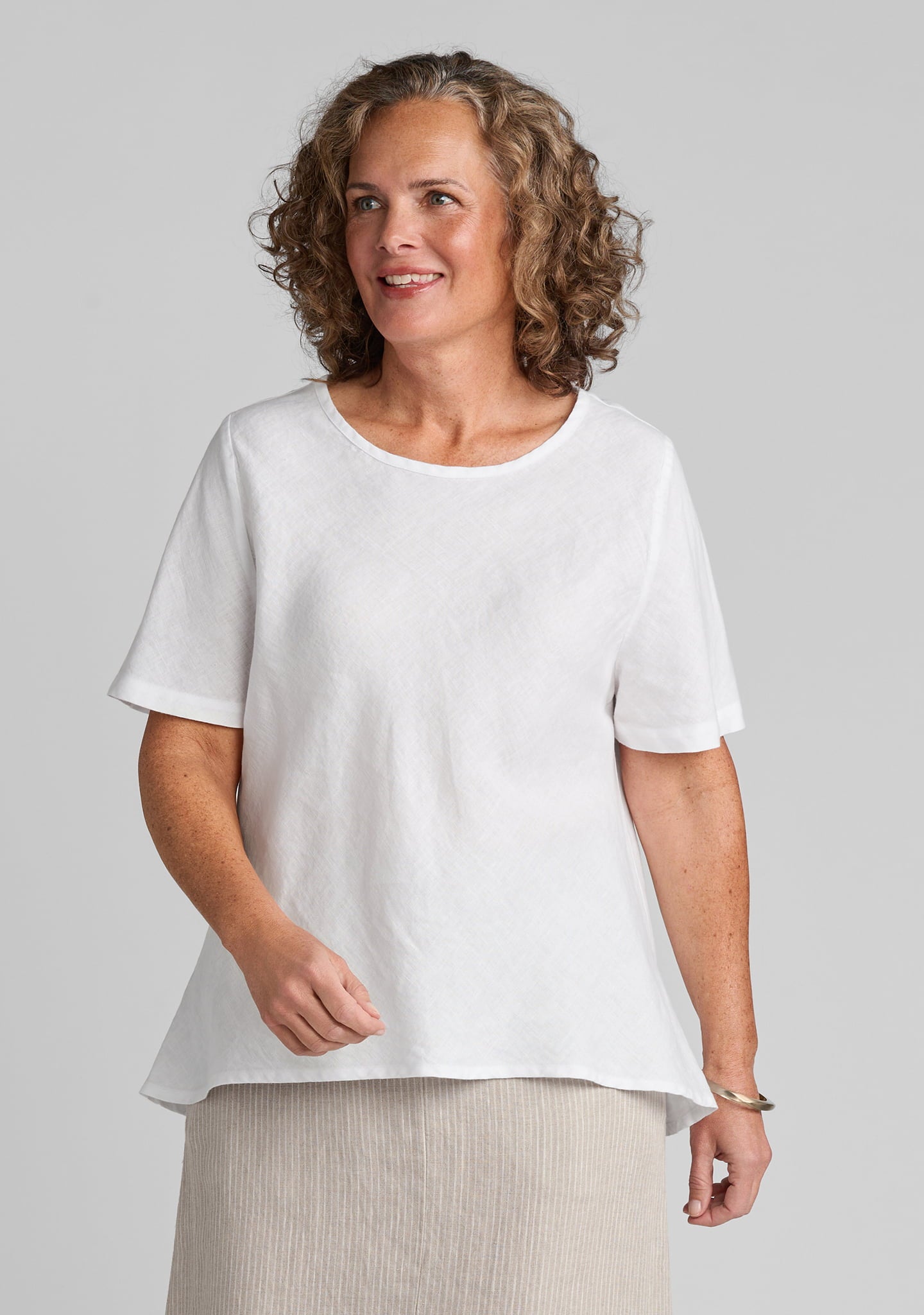 Bias Tee - Linen T Shirt - White