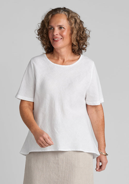 bias tee linen t shirt white