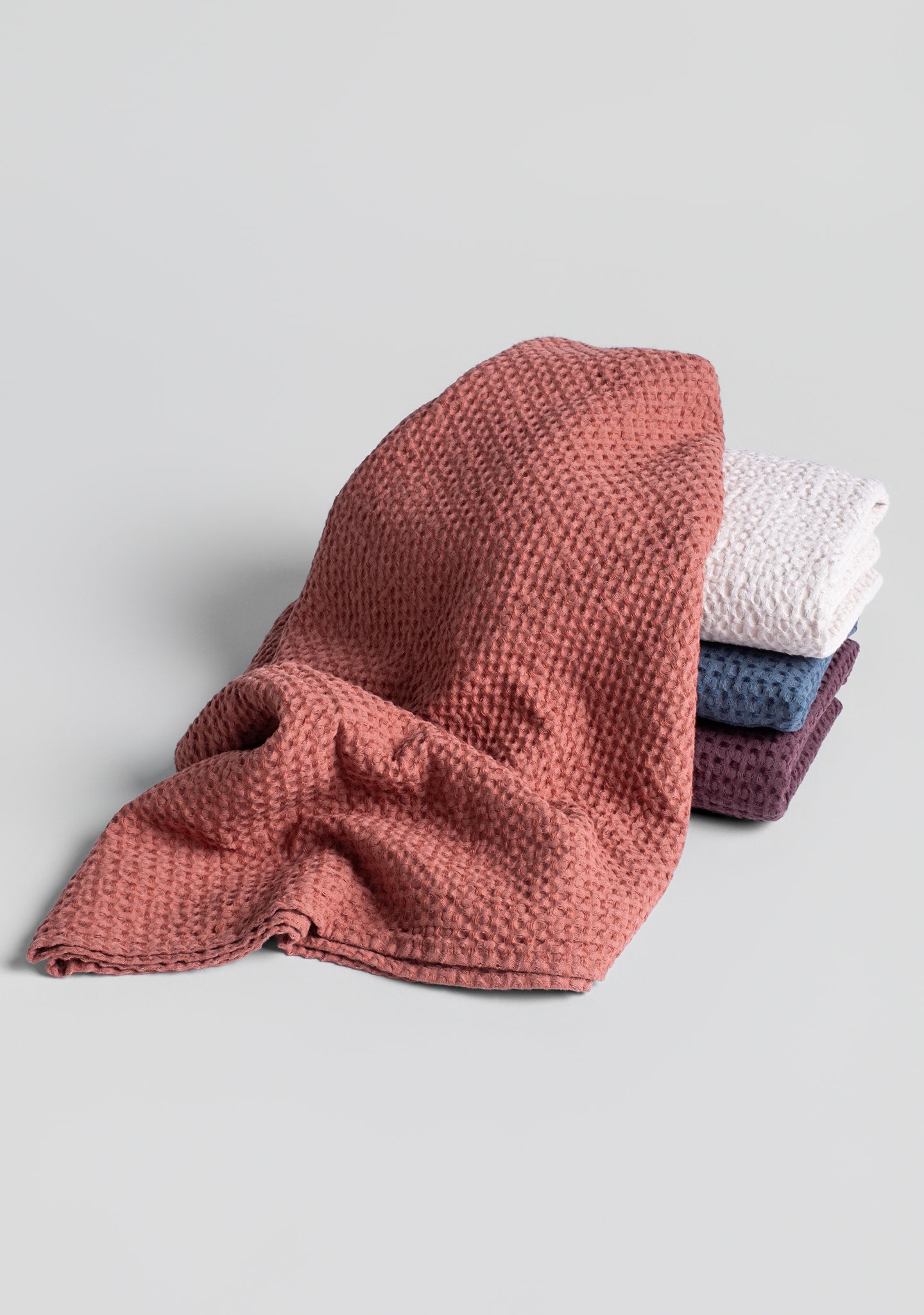 Throw Blanket - Linen Cotton Blend - Terracotta Waffle