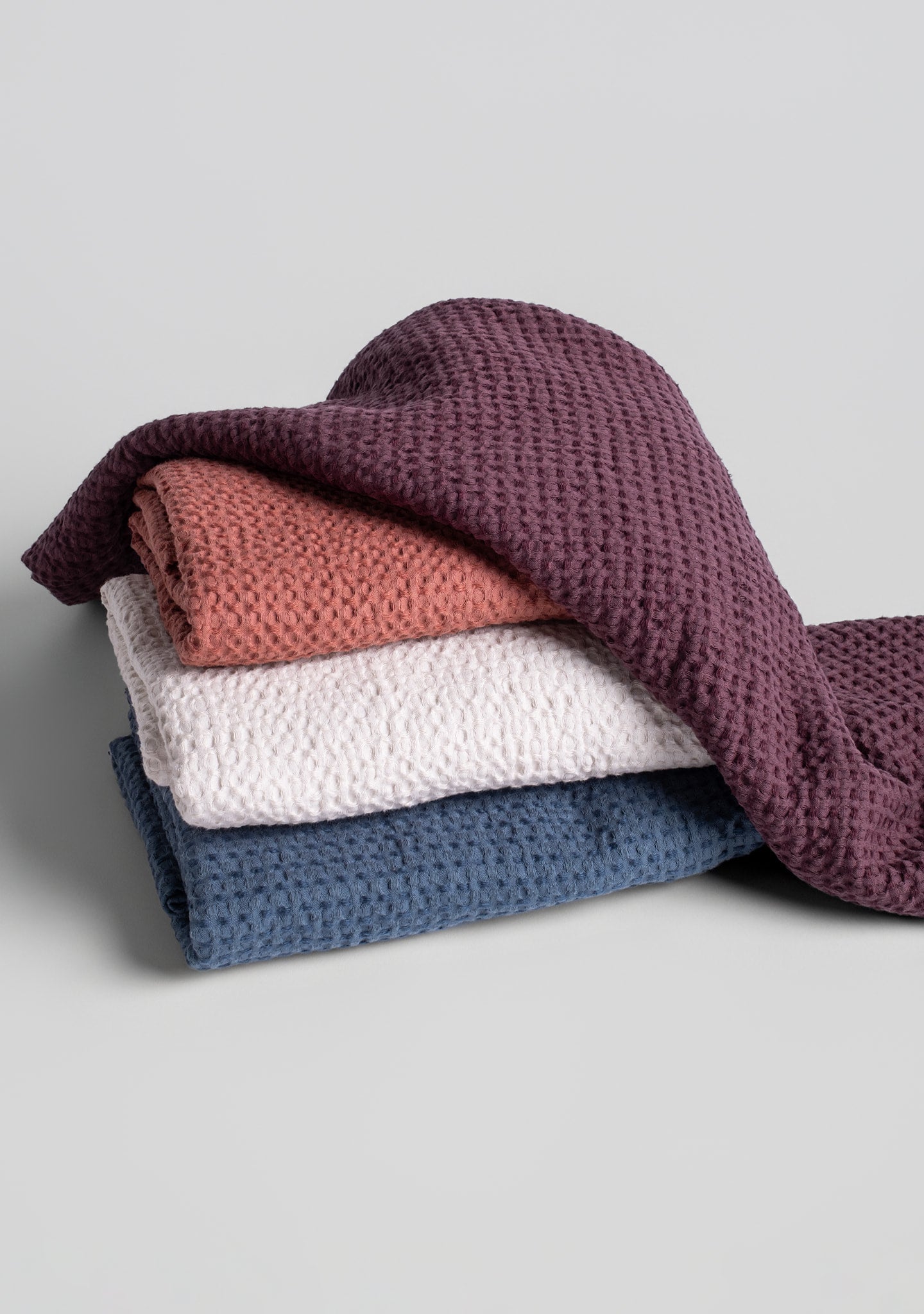 Throw Blanket - Linen Cotton Blend - Raisin Waffle