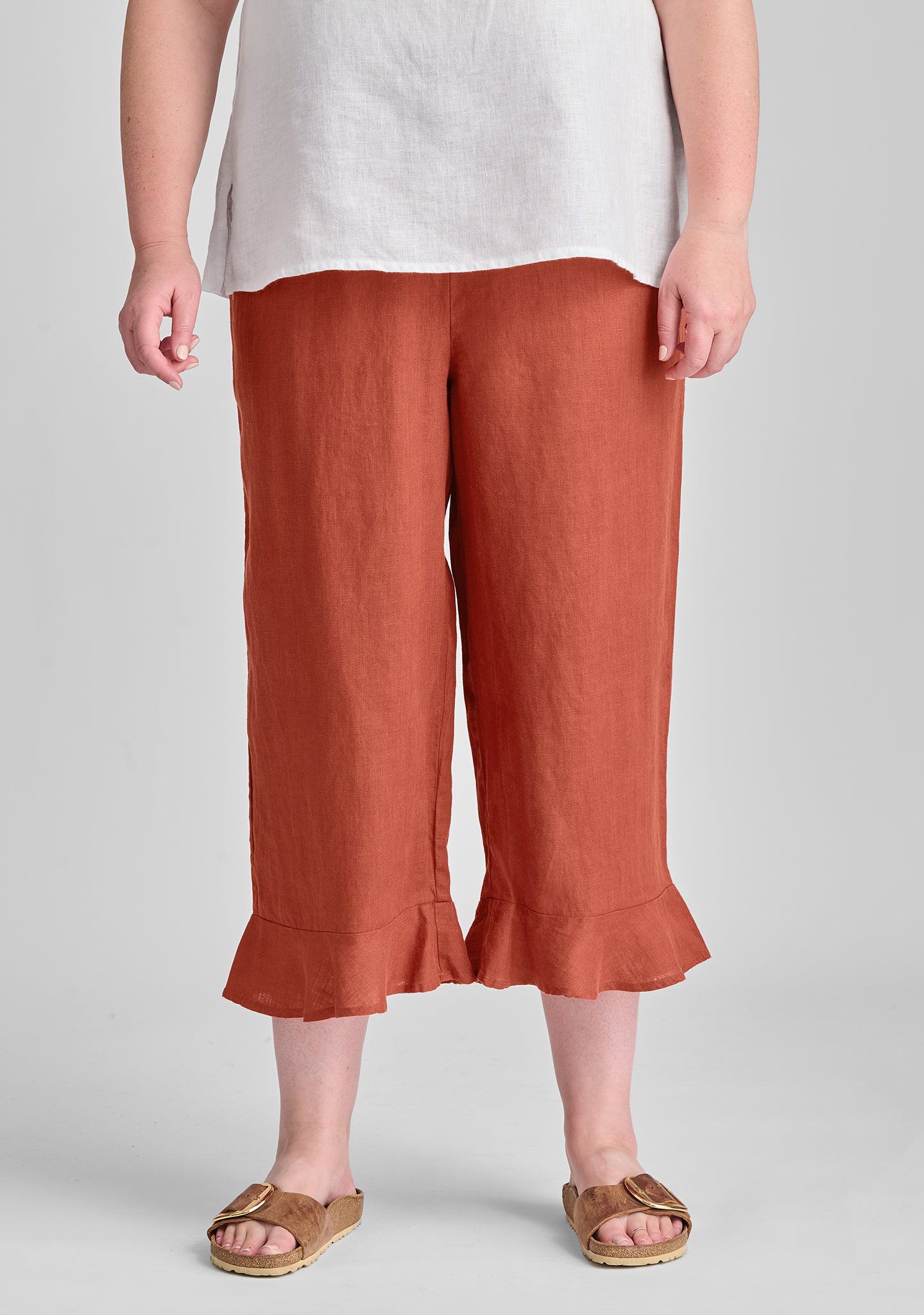 bloomers linen pants with elastic waist red