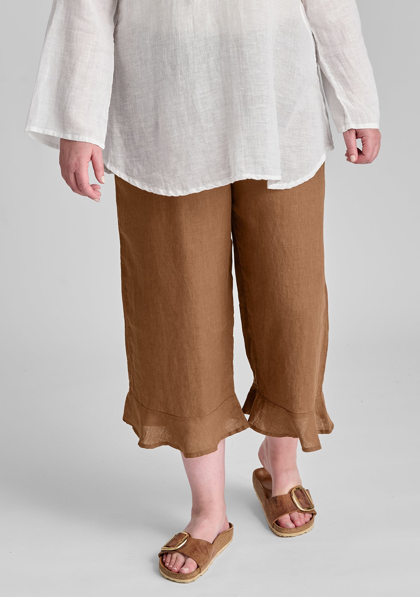 bloomers linen pants with elastic waist orange